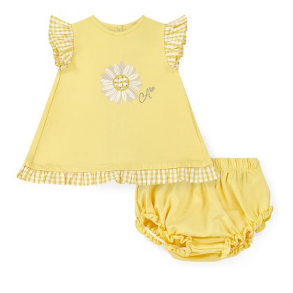 Little A La25205 JERSEY DAISY DRESS LEMON