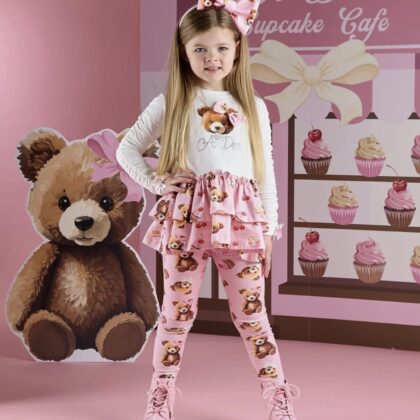 A Dee W252510 MADISON BEAR PRINT LEGGING SET White