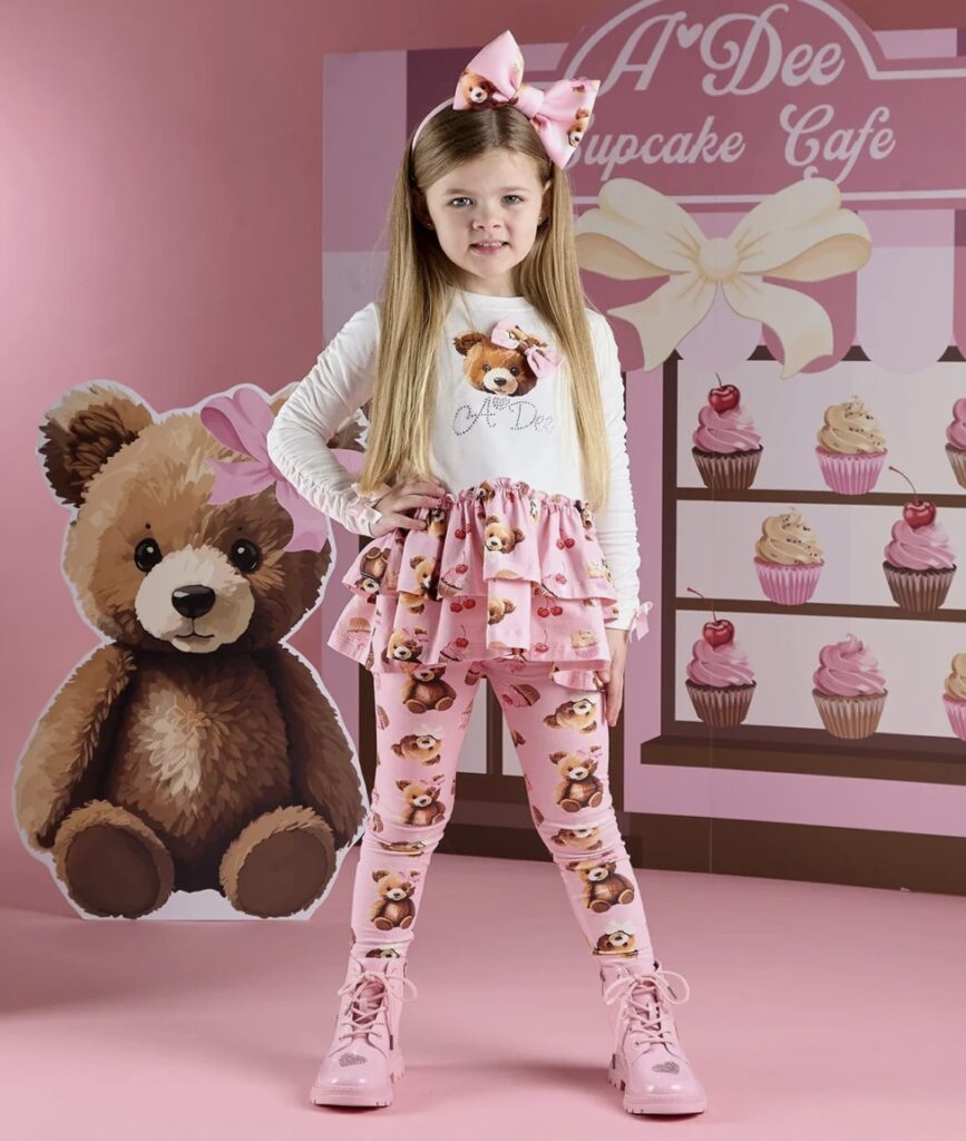 A Dee W252510 MADISON BEAR PRINT LEGGING SET White