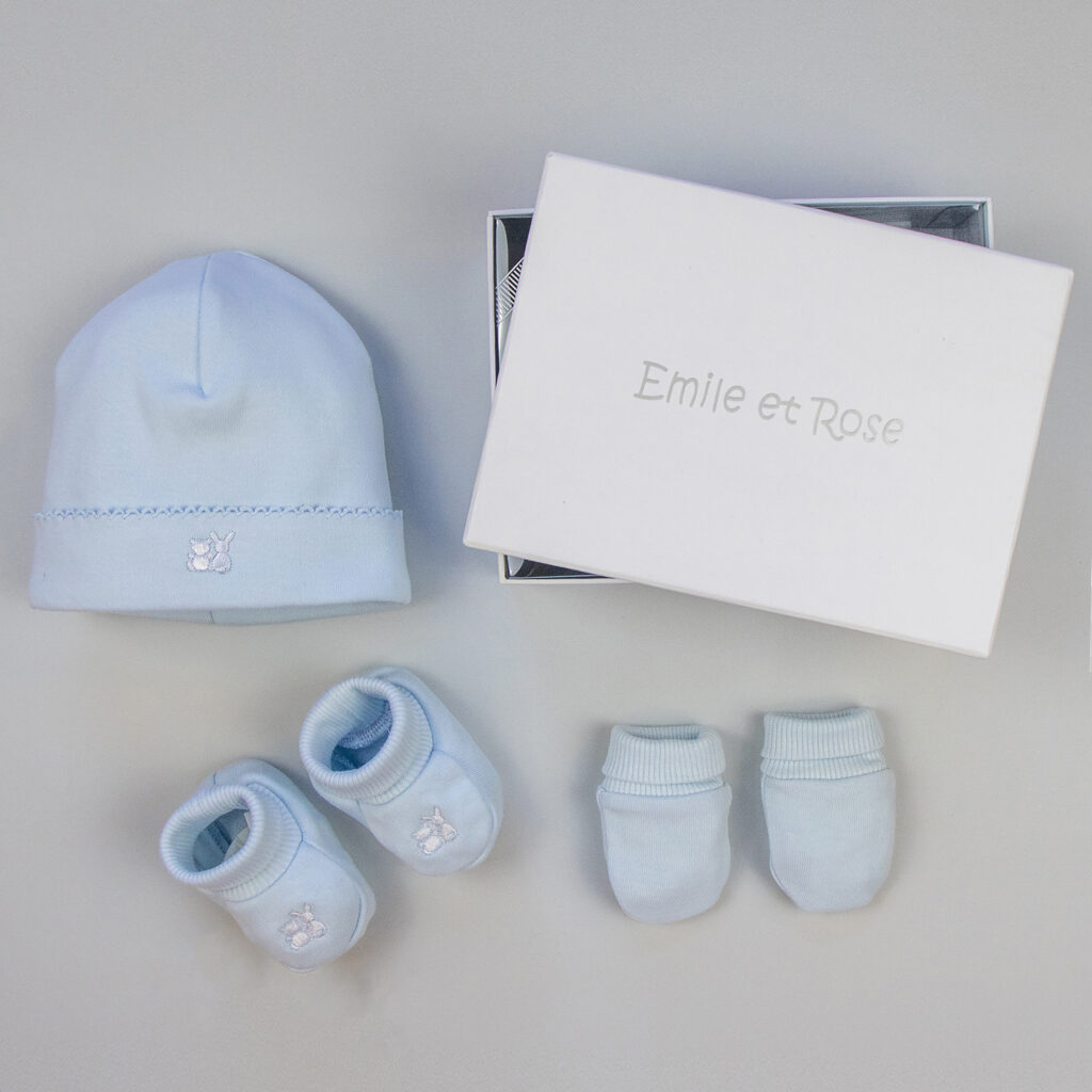 Emile Et Rose 4228Pb HAT,BOOTEE AND MIT GIFT SET Blue