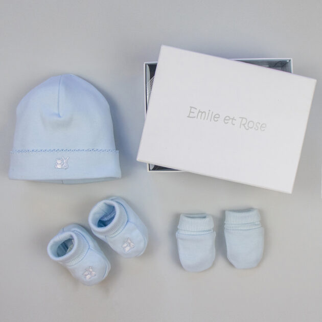 Emile Et Rose 4228Pb HAT,BOOTEE AND MIT GIFT SET Blue