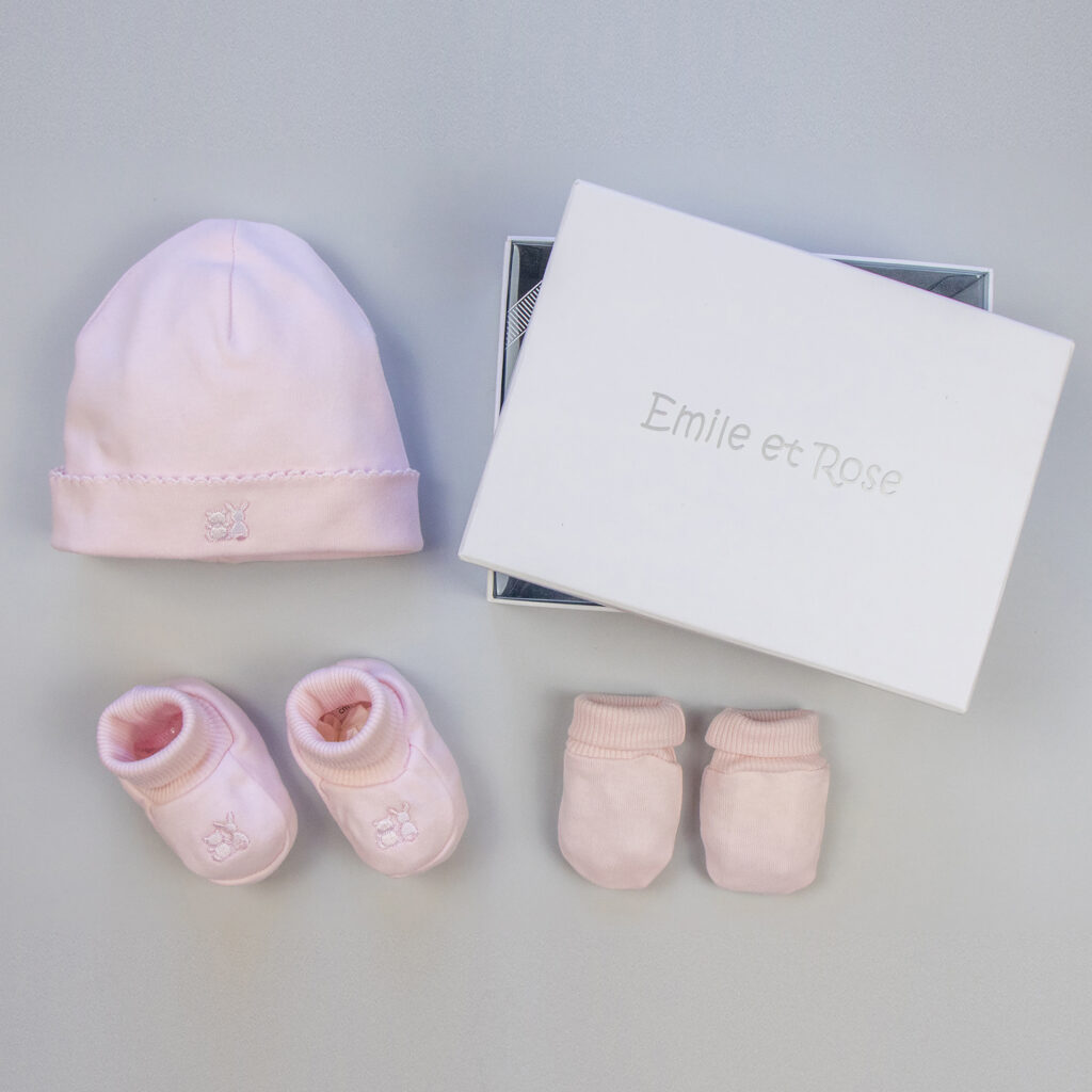 Emile Et Rose 4228Pp HAT, BOOTEE AND MITT GIFT SET Pink