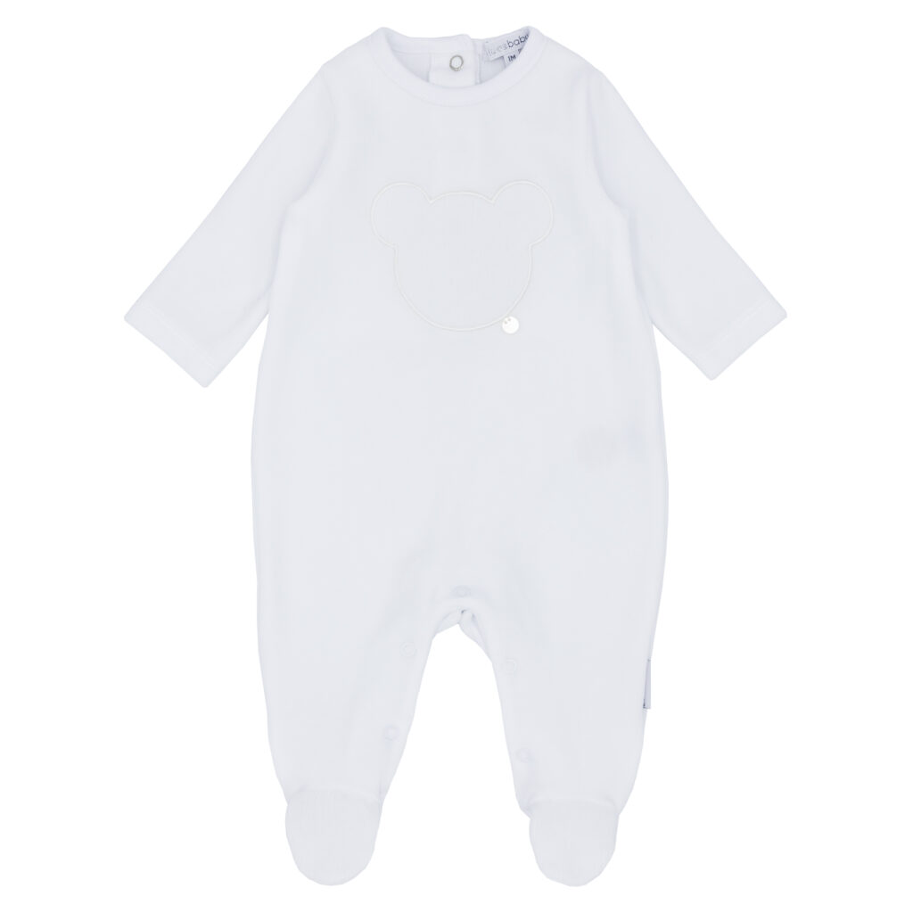 Blues Baby Bb1109w WHITE TEDDY BEAR VELOUR SLEEPER White