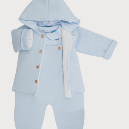 Sardon 025Cb-638Sb 3/P SET COAT, DUNGAREES AND SHIRT Blue