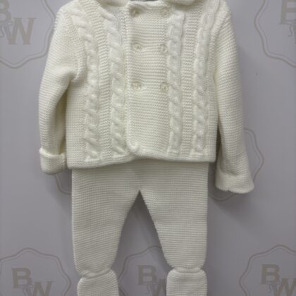 Sardon 025Ve-313 2/P HOODED COAT+TROUSERS W/FEET White