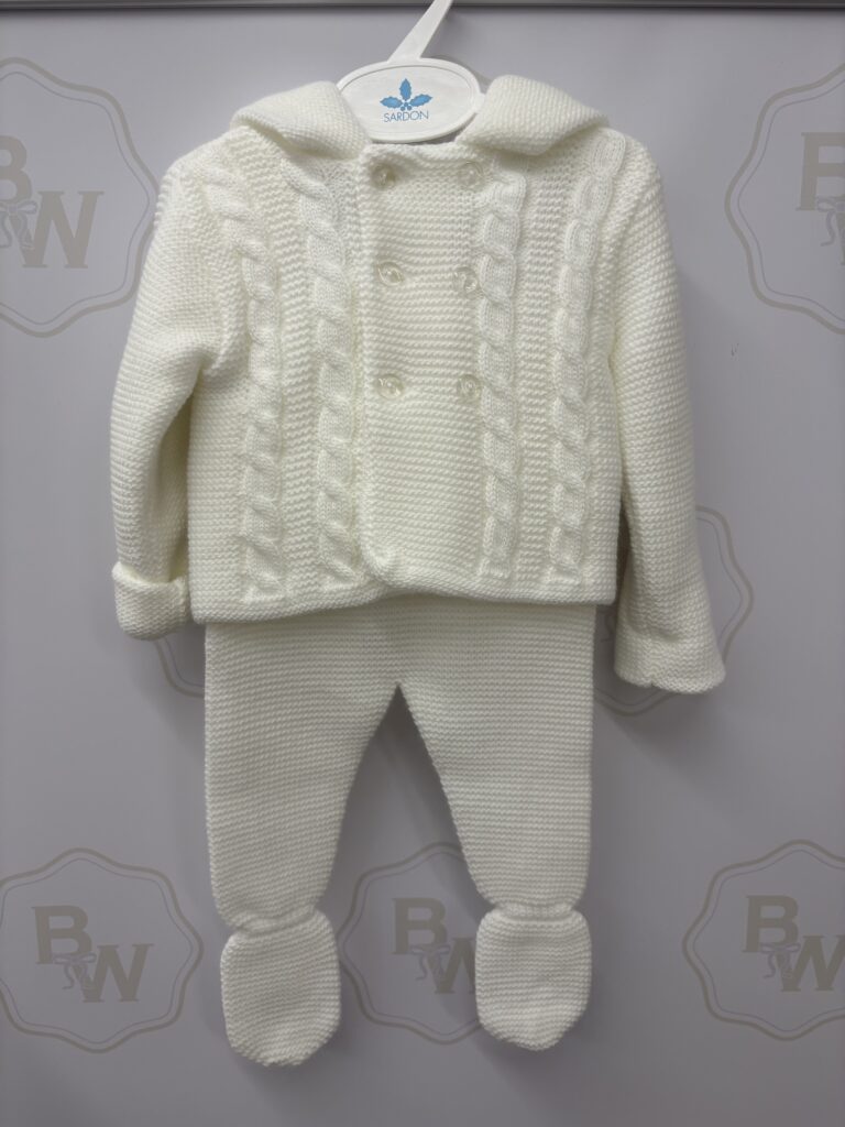 Sardon 025Ve-313 2/P HOODED COAT+TROUSERS W/FEET White