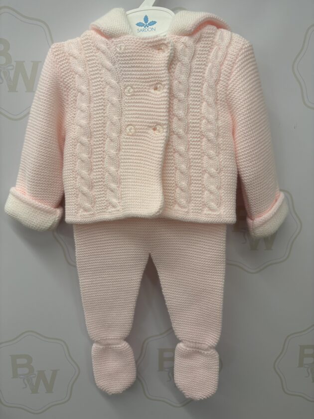 Sardon 025Ve-313 2/P HOODED COAT+TROUSERS W/FEET Pink