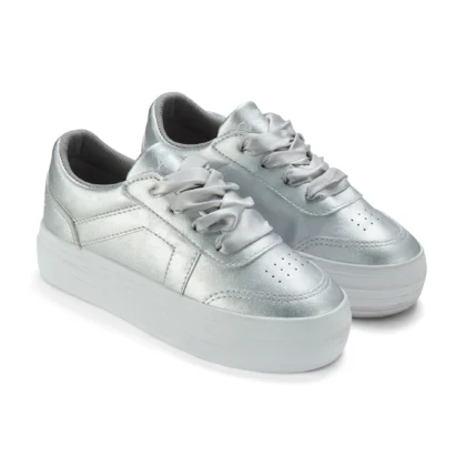 A Dee W255101 PLATFORM TRAINER WITH RIBBON LACES Sliver