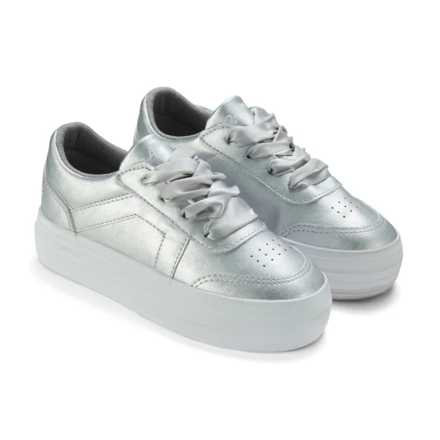 A Dee W255101 PLATFORM TRAINER WITH RIBBON LACES Sliver