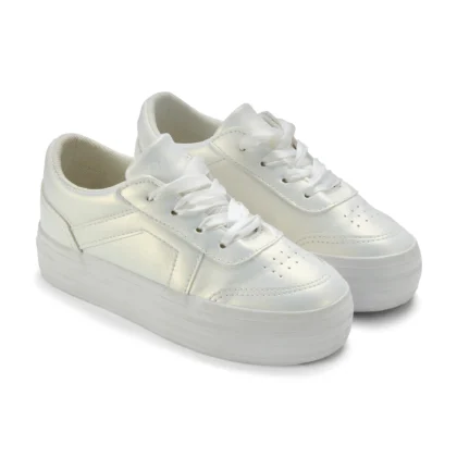 A Dee W255101 PLATFORM TRAINER WITH RIBBON LACES White