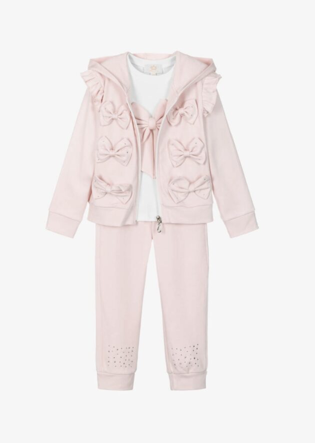 Caramelo Kids C0314124 DIAMONTE BOW 3 PIECE TRACKSUIT Pink - Image 4
