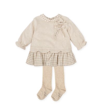 Tutto Piccolo 1284W25 DRESS AND TIGHTS Sand