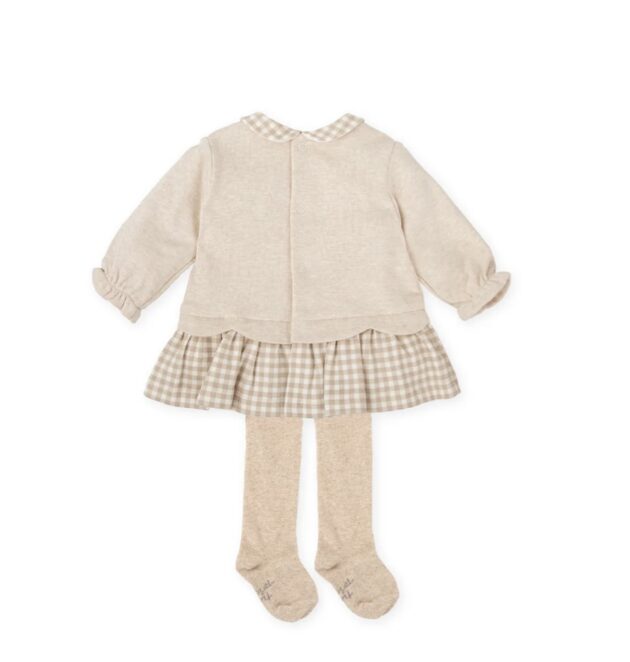 Tutto Piccolo 1284W25 DRESS AND TIGHTS Sand - Image 3