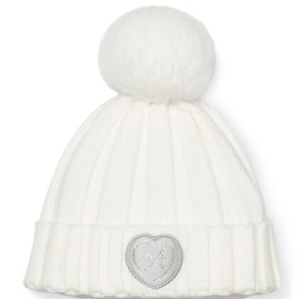 A Dee W251909 MOLLORY POM POM KNITTED HAT White