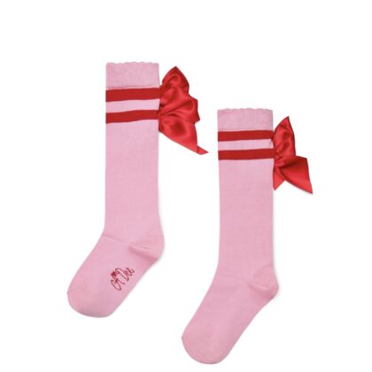 A Dee W251904 LUCY KNEE HIGH BOW SOCKS Pink