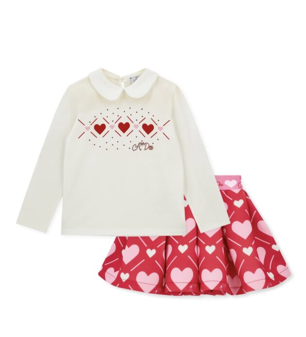 A Dee W251506 LYLA HEART PRINT SKIRT SET White - Image 3