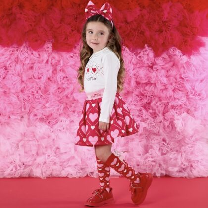 A Dee W251506 LYLA HEART PRINT SKIRT SET White