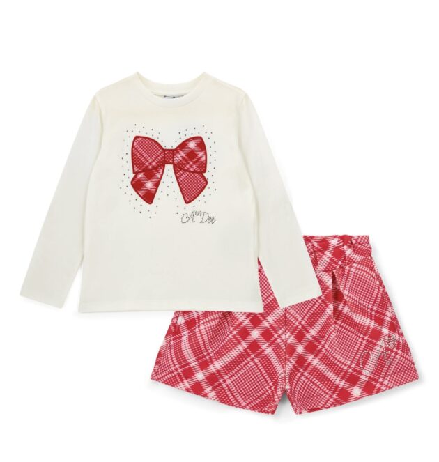 A Dee W251508 LEXI CHECK BOW SHORT SET White - Image 2
