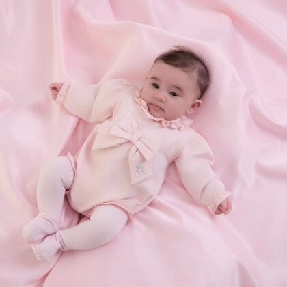 Little A La25311 PINK SWEAT BOW ROMPER Pink