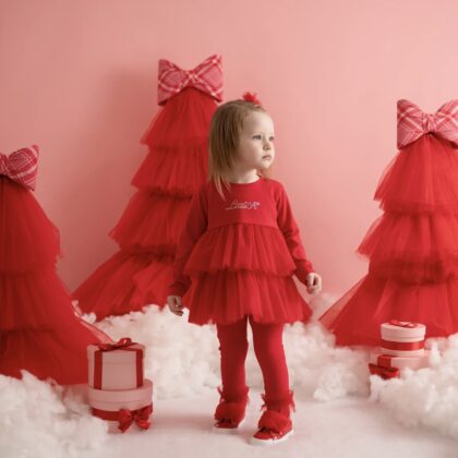 Little A La25404 KAYLA TULLE LEGGING SET Red