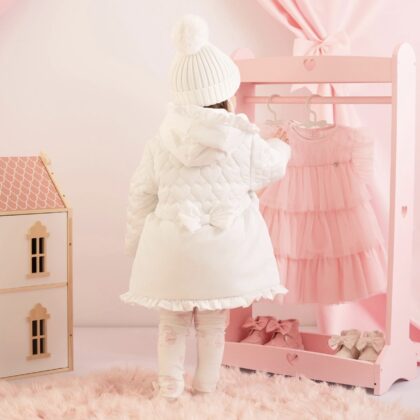 Little A La25301 HEART EMBROIDERY PUFF JACKET White