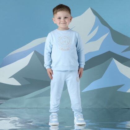 Mitch & Son Ms25406 JAXON CREST EMBROIDERY CREWNECK TRACKSUIT Blue