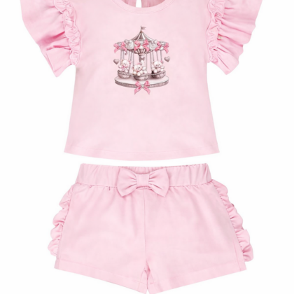 Junior Kids Girl Set Short Bear GIRL SHORT SET Pink