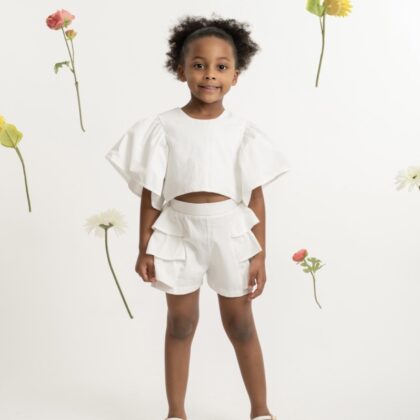Caramelo Kids 035334 FRILL SHORT SET White